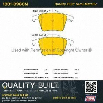 Rear Semi Metallic Pads by QUALITY-BUILT - 1001-0980M pa1
