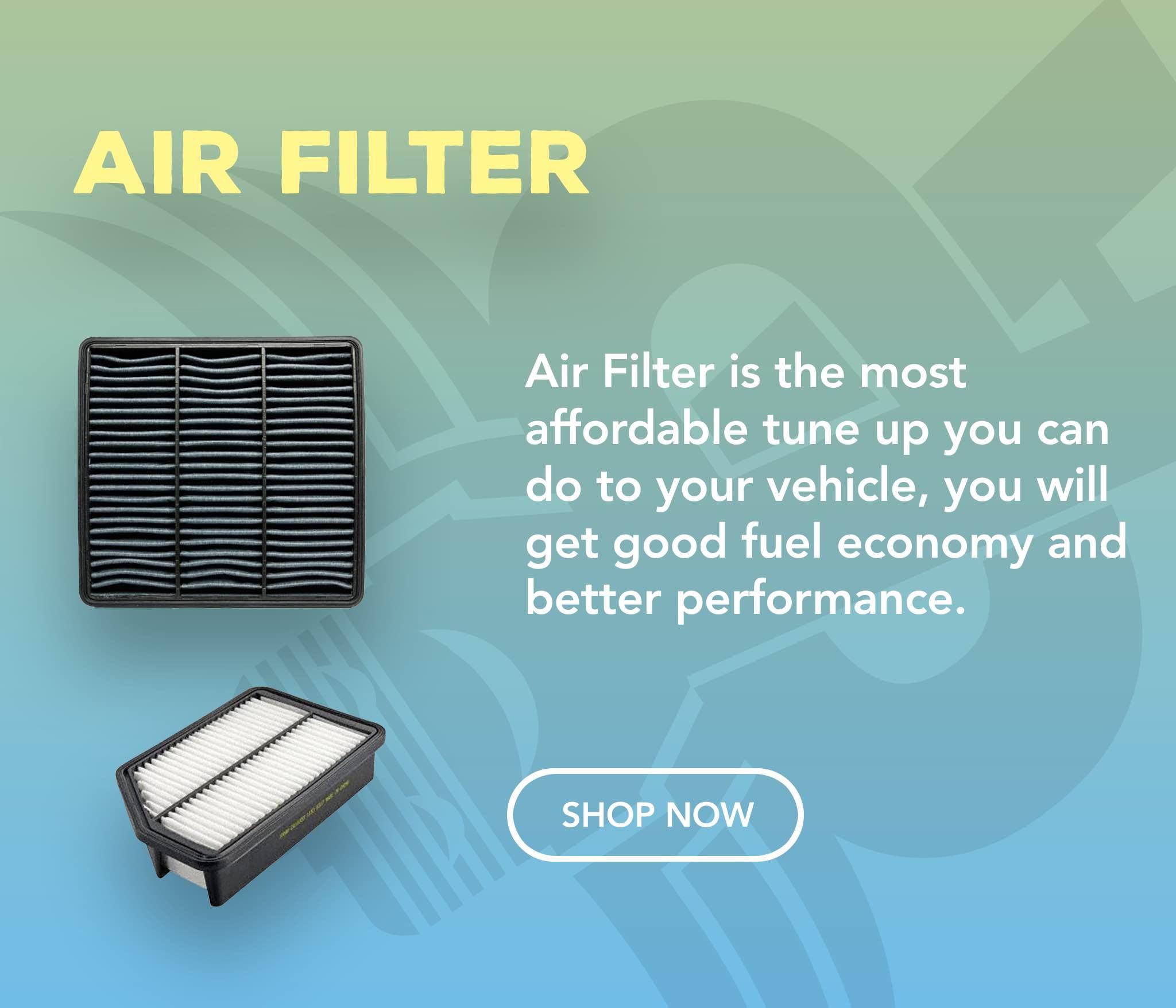 Air Filter is the most affordable tune up you can  do to your vehicle, you will  get good fuel economy and better performance.