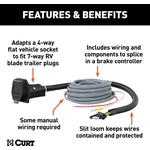 Order 4-Way Flat To 7-Way Round RV Blade Wiring Adapter by CURT MANUFACTURING - 57186 For Your Vehicle