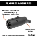Order 7-Way Round RV To 6-Way Round Adapter by CURT MANUFACTURING - 57261 For Your Vehicle