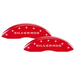 Order MGP CALIPER COVERS - 14252SSILRD - Gloss Red Caliper Covers with Silverado Engraving For Your Vehicle