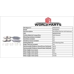 Order WORLDPARTS SYNERGY - WSD1015CH - Front Ceramic Pads For Your Vehicle