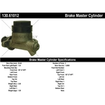 Order New Master Cylinder by CENTRIC PARTS - 130.61012 For Your Vehicle