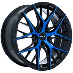Order Valkyrie Gloss Black Machined Blue Wheel by RTX (18x8 40mm) For Your Vehicle