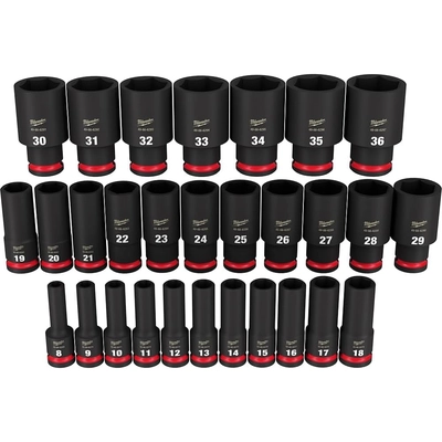 MILWAUKEE - 49-66-7015 - 1/2" Drive Metric 6-Point Deep Impact Socket Set (29 Pieces) pa1