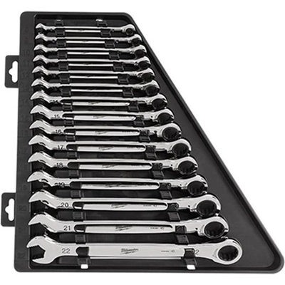15-piece 8 to 22 mm 12-Point Straight Head 144-Teeth Ratcheting Combination Wrench Set by MILWAUKEE - 48-22-9516 pa5
