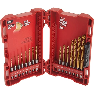 MILWAUKEE - 48-89-4630 - 15-Piece SHOCKWAVE™ RED HELIX™ Titanium 1/4" Hex Shank Fractional Drill Bit Set pa5