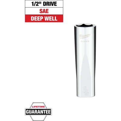 MILWAUKEE - 45-34-9129 - 1/2" Drive 11/16" SAE 6-Point Deep Socket pa2