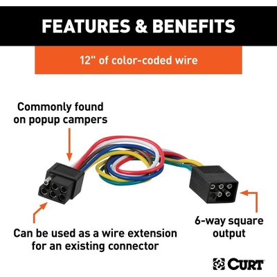 6 Way Square Plug Wiring Extension by CURT MANUFACTURING - 58034 pa4