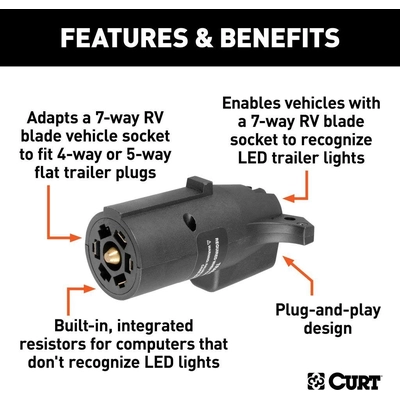 7-Way LED Trailer Light Adapter by CURT MANUFACTURING - 57004 pa4