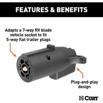 7-Way Round RV To 5-Way Flat Adapter by CURT MANUFACTURING - 57250 pa7