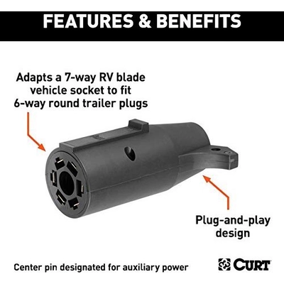 7-Way Round RV To 6-Way Round Adapter by CURT MANUFACTURING - 57261 pa11