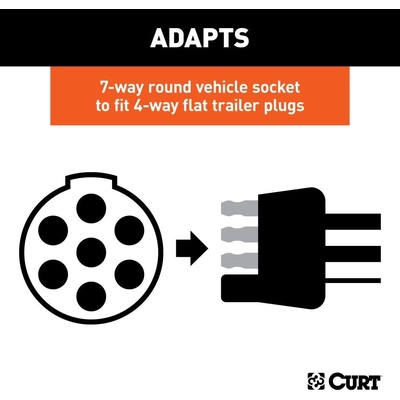 7-Way Round To 4-Way Flat Adapter by CURT MANUFACTURING - 57041 pa7