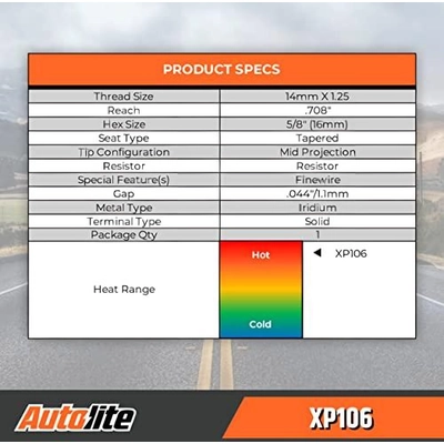 Autolite Iridium XP Plug by AUTOLITE - XP106 pa12