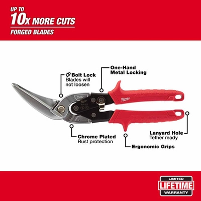 MILWAUKEE - 48-22-4538 - Long Cut Offset Left Aviation Snips pa2