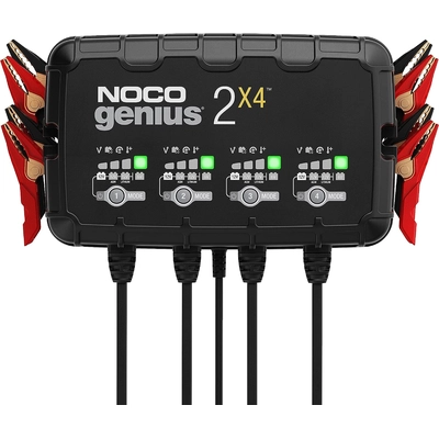 NOCO BOOST - GENIUS2X4 - 8 Amp (2Amp Per Bank), 6V and 12V, 4-Bank Car Battery Charger & Maintainer pa6