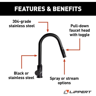 Bullet Pull-Down Faucet by LIPPERT COMPONENTS - 2021090600 pa3