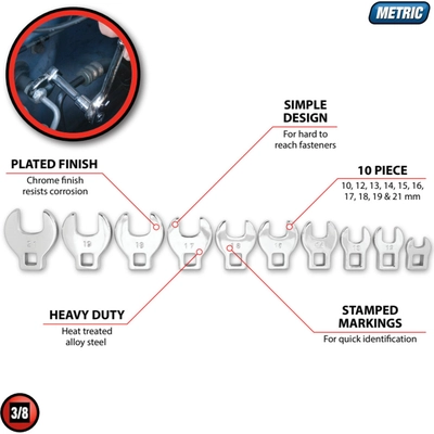 Crowfoot Wrench Sets by PERFORMANCE TOOL - W452 pa4