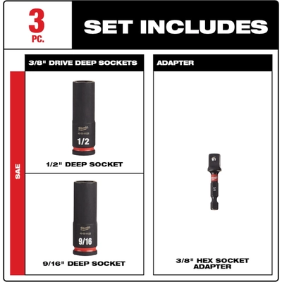 MILWAUKEE - 49-66-4417 - Impact Duty 3/8" Drive SAE Deep 6 Point Socket Set pa4
