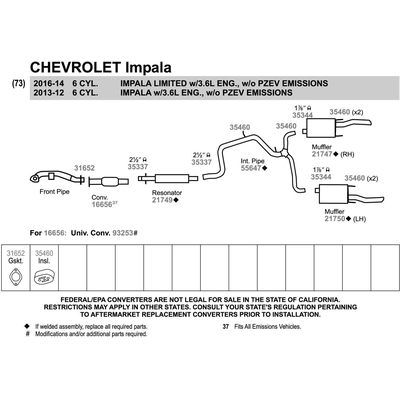 Catalyseur ajustement direct by WALKER - 16656 pa2