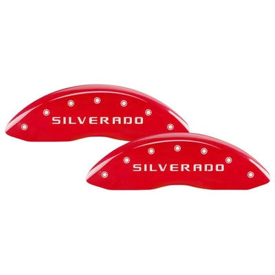 MGP CALIPER COVERS - 14252SSILRD - Gloss Red Caliper Covers with Silverado Engraving pa1