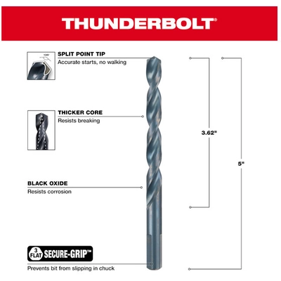 MILWAUKEE - 48-89-2730 - 3/8" Black Oxide Drill Bit pa9