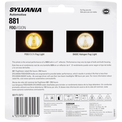 Driving And Fog Light by SYLVANIA - 881FV.BP2 pa2
