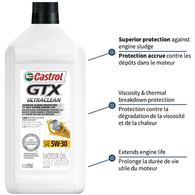 CASTROL Conventional Engine Oil GTX Ultraclean 5W30 , 1L (Pack of 12) - 0001142 pa3