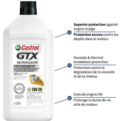 CASTROL Conventional Engine Oil GTX Ultraclean 5W20 , 1L (Pack of 12) - 0001542 pa11