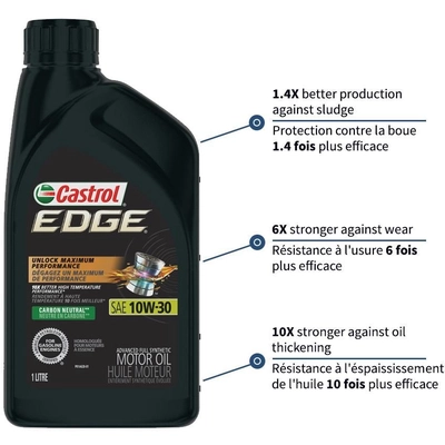 CASTROL Synthetic Engine Oil Edge FTT 10W30 , 1L (Pack of 6) - 0201338 pa12