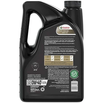 CASTROL - 0201832 - Synthetic Engine Oil Edge A3/B4 0W40 , 4.73L pa8