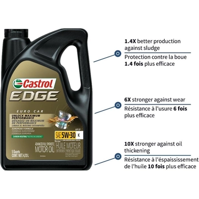 CASTROL - 0202132 - Synthetic Engine Oil Edge K 5W30 , 4.73L (Pack of 3) pa8