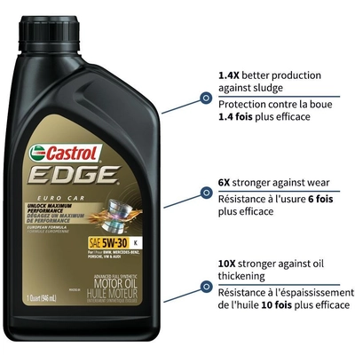 CASTROL Synthetic Engine Oil Edge K 5W30 , 946ML (Pack of 6) - 0202166 - UNIVERSAL FIT pa7