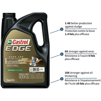 CASTROL Synthetic Engine Oil Edge LL-17 FE+ 0W20 , 4.73L - 0202832 - UNIVERSAL FIT pa8