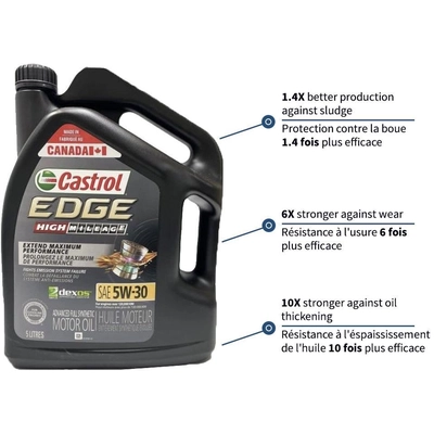 CASTROL - 020333A - Synthetic Huile moteur Edge High Mileage 5W30 , 5L (Pack of 3) pa9