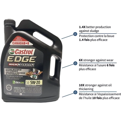 CASTROL - 020393A - Synthetic Engine Oil Edge High Mileage 5W20 , 5L (Pack of 3) pa8