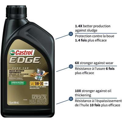 CASTROL Synthetic Engine Oil Edge A3/B4 5W30 , 946ML (Pack of 6) - 0209566 pa10