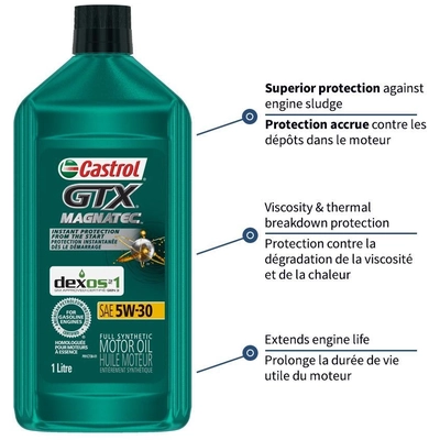 CASTROL Synthetic Huile moteur GTX Magnatec 5W30 , 1L (Pack of 6) - 0221138 pa4