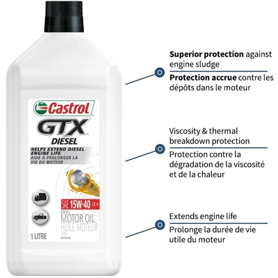 CASTROL Engine Oil GTX Diesel 15W40 , 1L - 0407642 pa10