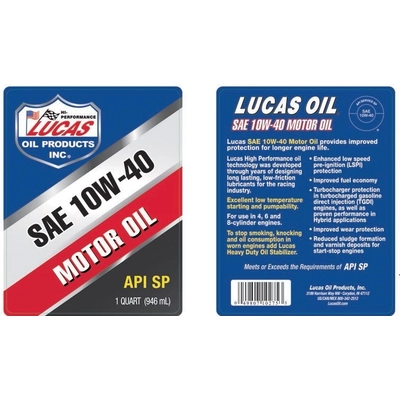Lucas Oil - 10275 - Petroleum Motor Oils - SAE 10W-40 - 1 Quart pa2