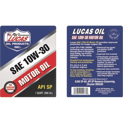 Lucas Oil - 10276 - Petroleum Motor Oils - SAE 10W-30 - 1 Quart pa2