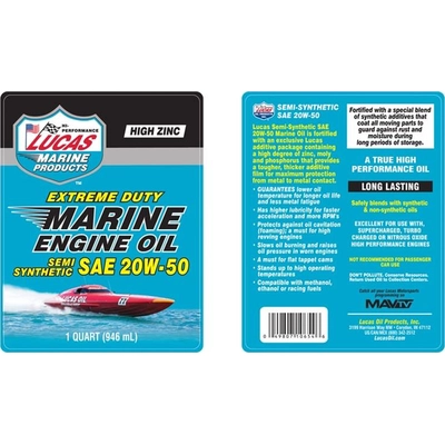 Lucas Oil - 10654 - Extreme Duty Marine Engine Oil Semi Synthetic SAE 20W-50 - 1 Quart pa2