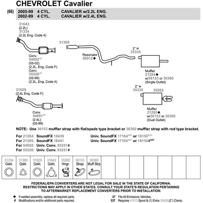 WALKER USA - 31334 - Exhaust Gasket pa13