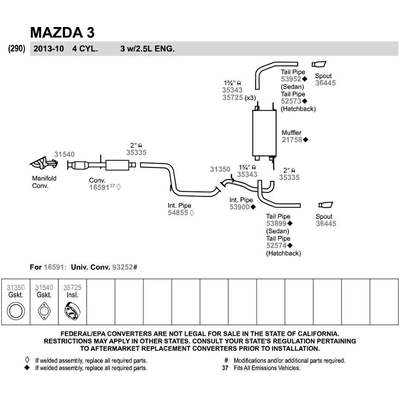 WALKER USA - 31350 - Exhaust Gasket pa12
