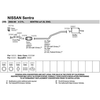 WALKER USA - 31541 - Exhaust Gasket pa14