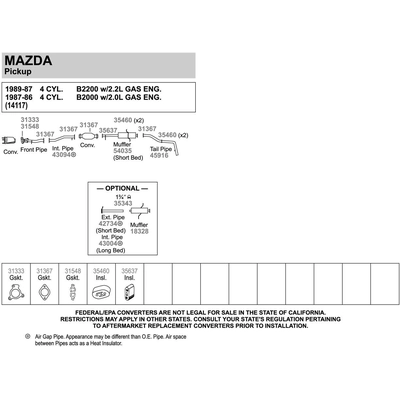 Joint d'échappement de WALKER USA - 31548 pa6