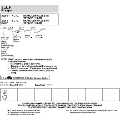 WALKER USA - 31598 - Joint d'�chappement pa10