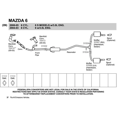 Assemblage de collecteur d'�chappement et catalyseur by WALKER - 16413 pa3