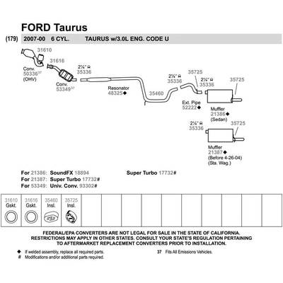 Tuyau d'échappement de WALKER USA - 52222 pa5