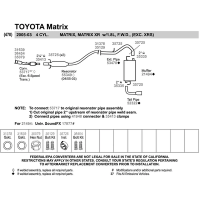 WALKER USA - 53470 - Exhaust Pipe pa9